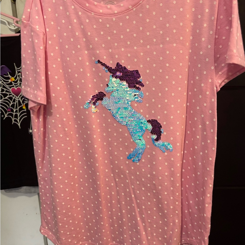 Pink Unicorn Sequin Kids Shirt
